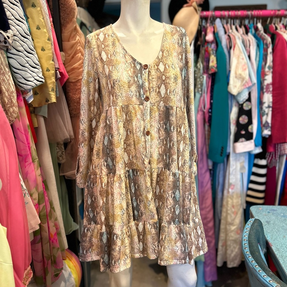 Reptile Printed Prairie Dress